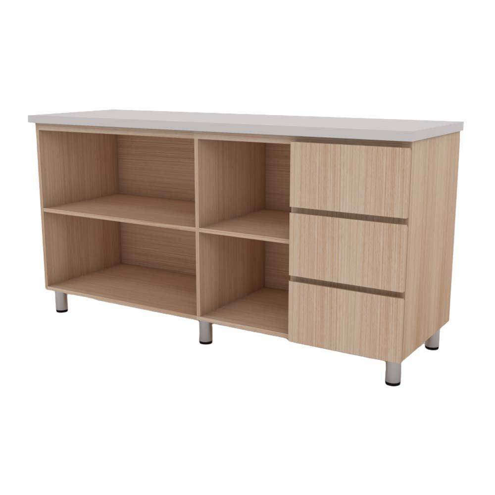 Lorena 3-Door Kitchen Cabinet - White Wooden Storage Organizer for Pantry, Bathroom & Laundry Room - Perfect for Home Organization & Space Saving
