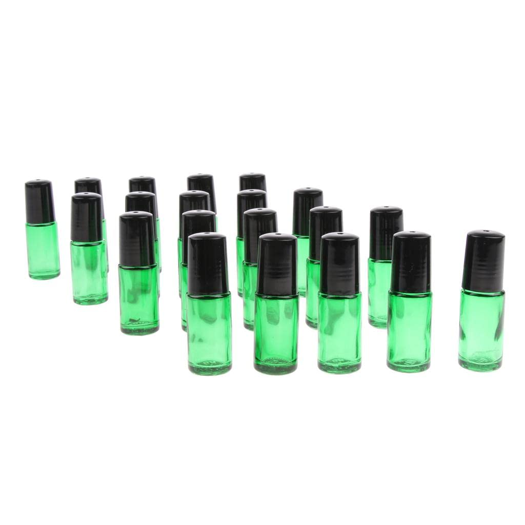 20 Pack 5ml Portable Essential Oil Roller Bottles - Light Green Glass, Leak-Proof & Travel-Friendly for Aromatherapy, DIY Blends, Gifts & On-the-Go Use