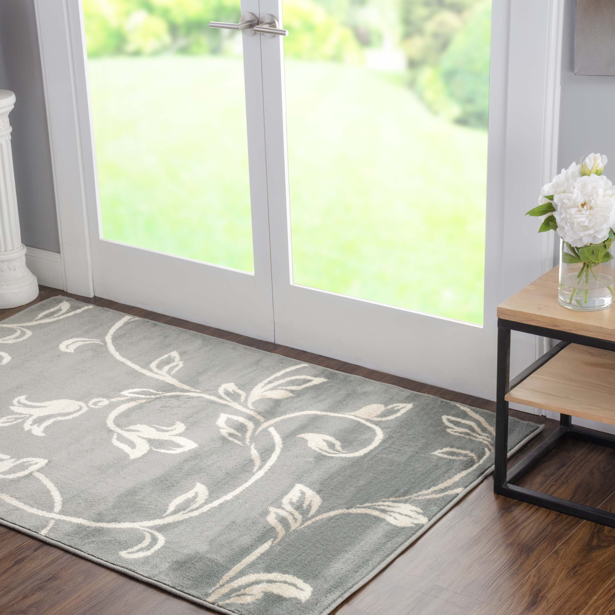 Vines Floral Scrolling Rustic Indoor Area Rug - Non-Slip Bohemian Decor Rug for Living Room, Bedroom, Nursery | Soft & Durable Home Decor
