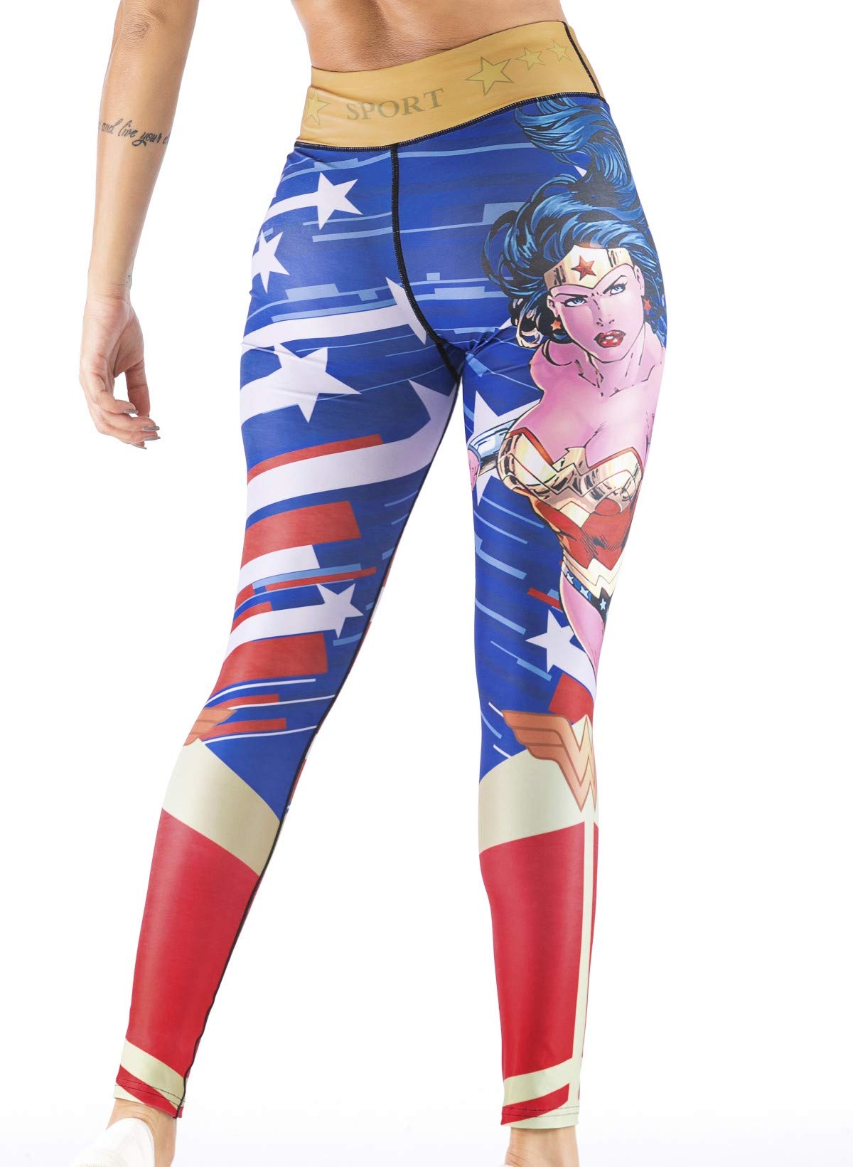 Women's Superhero Printed Yoga Leggings - High Waist Compression Workout Pants for Running, Gym & Casual Wear