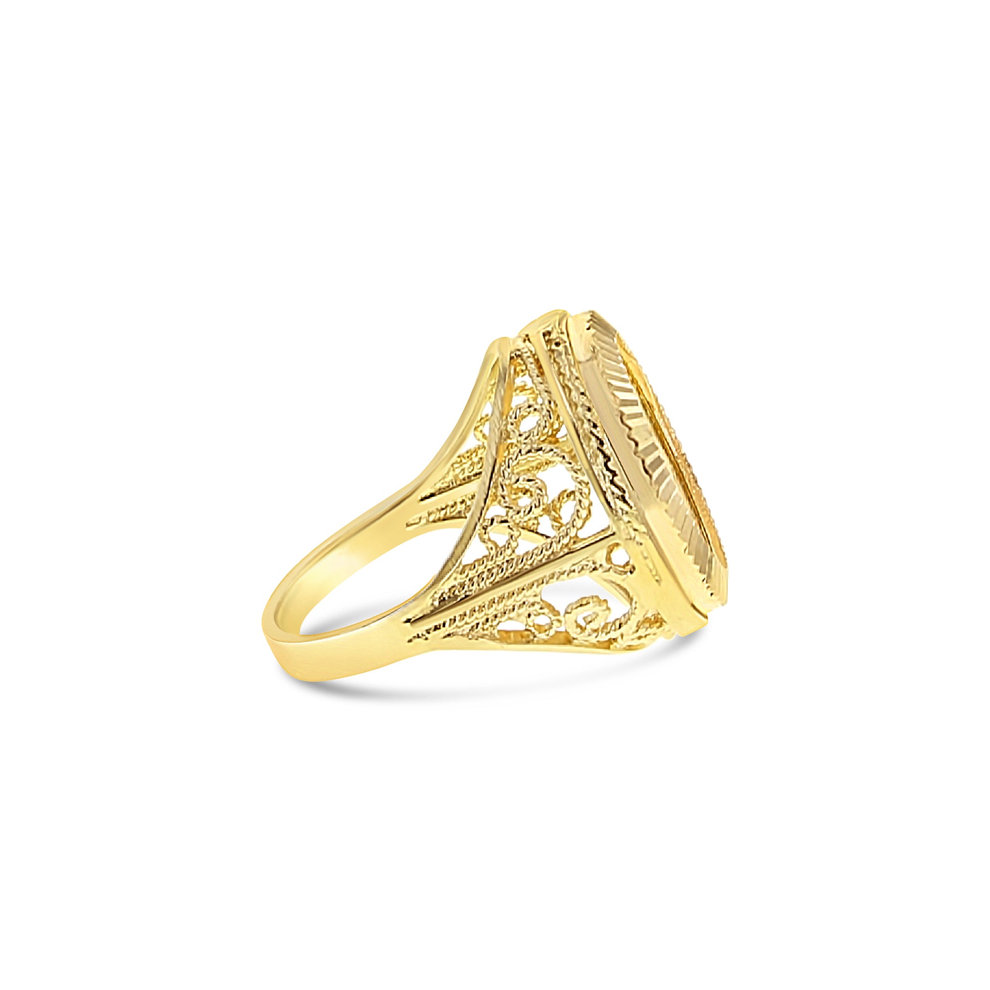 22K Fine Gold 1/10OZ Liberty Coin Ring with Fluted Bezel - Elegant Jewelry for Men & Women, Perfect for Weddings, Anniversaries and Special Occasions