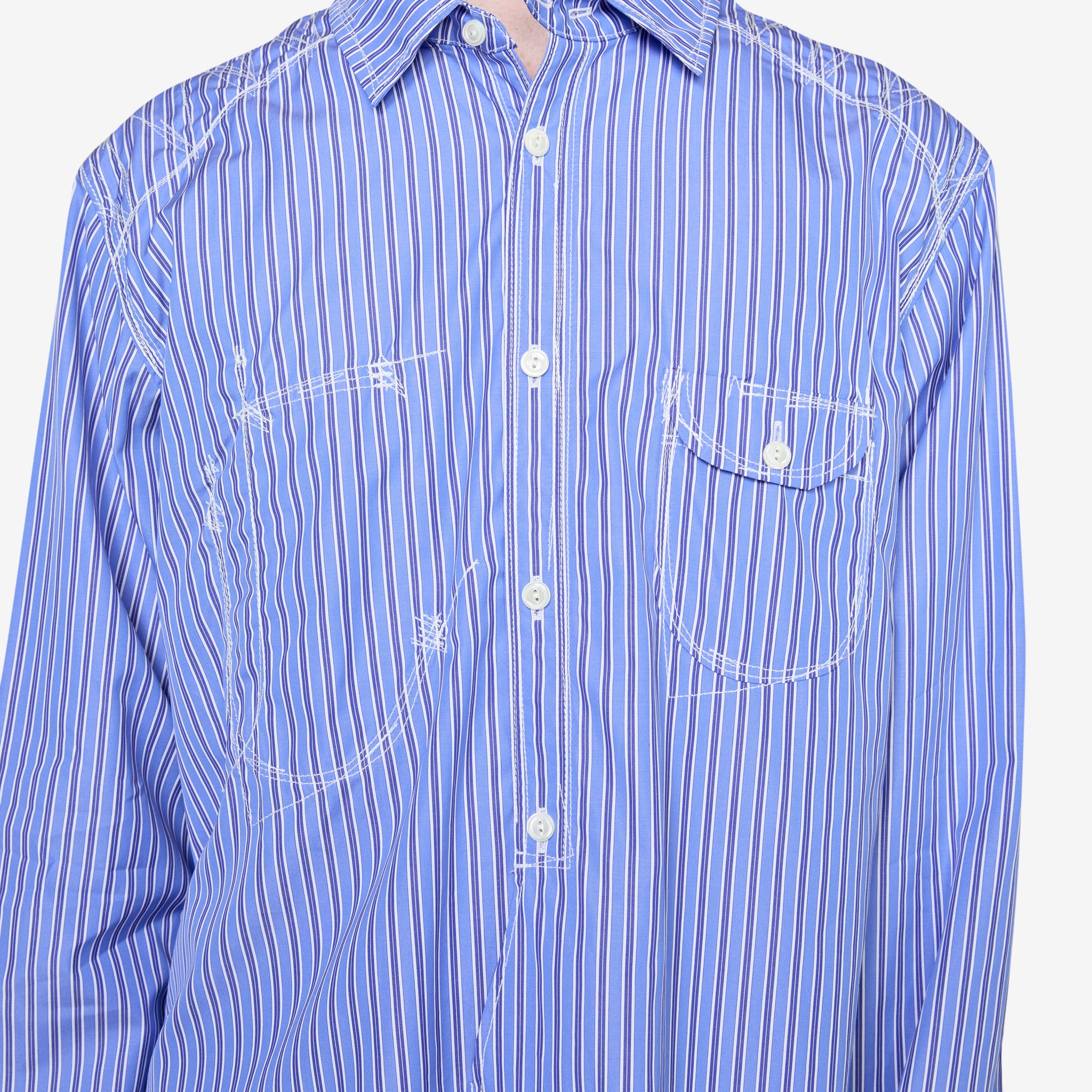 Blue Stitch Stripe Shirt for Men - Casual Button Down Shirt for Office, Date Night & Summer Outfits