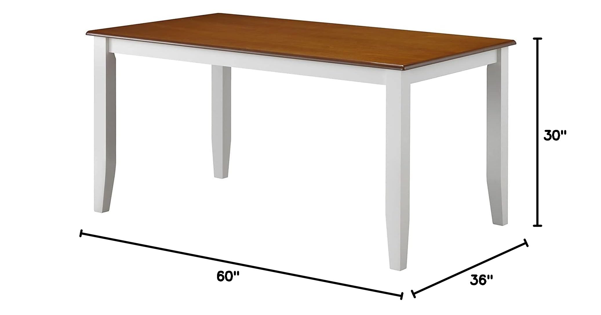 Boraam Bloomington White and Honey Oak Dining Table - Modern Farmhouse Style for Kitchen, Dining Room, or Breakfast Nook