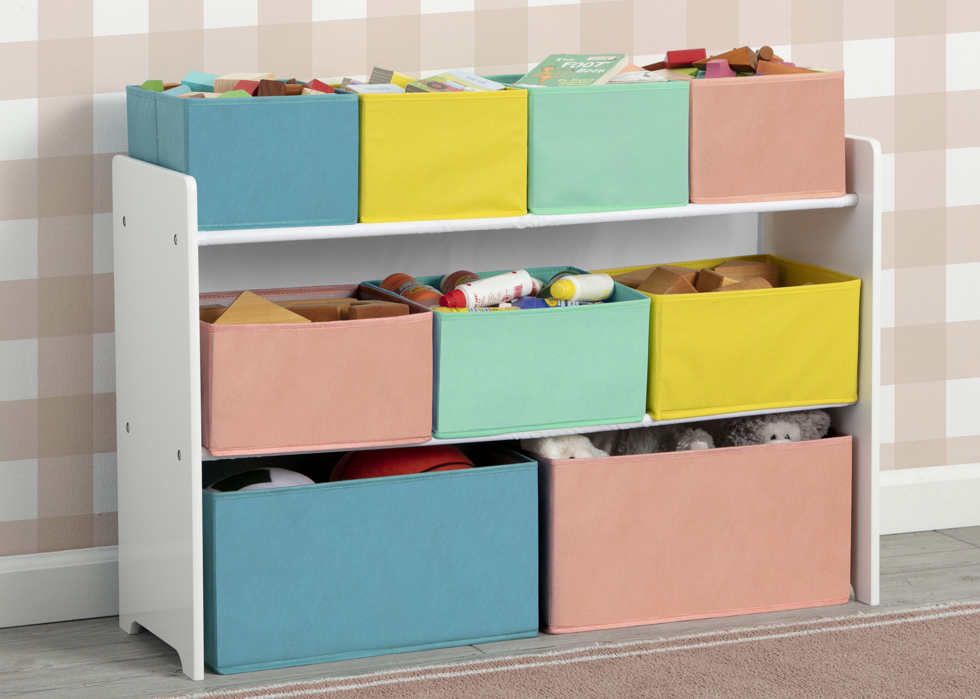 Deluxe Multi Bin Toy Organizer with Storage Bins - Kids Room Organization Solution for Toys, Books & Crafts - Perfect for Playrooms, Daycares & Home Storage