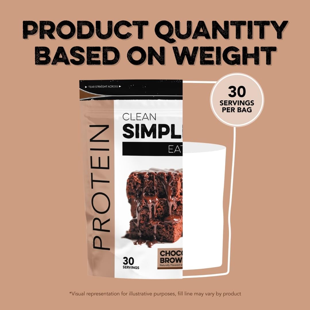 Clean Simple Eats Chocolate Brownie Batter Whey Protein Powder - 20g Protein per Serving, Naturally Sweetened, Cold-Processed (30 Servings) | Post-Workout Recovery, Muscle Building & Healthy Snack for Fitness Enthusiasts