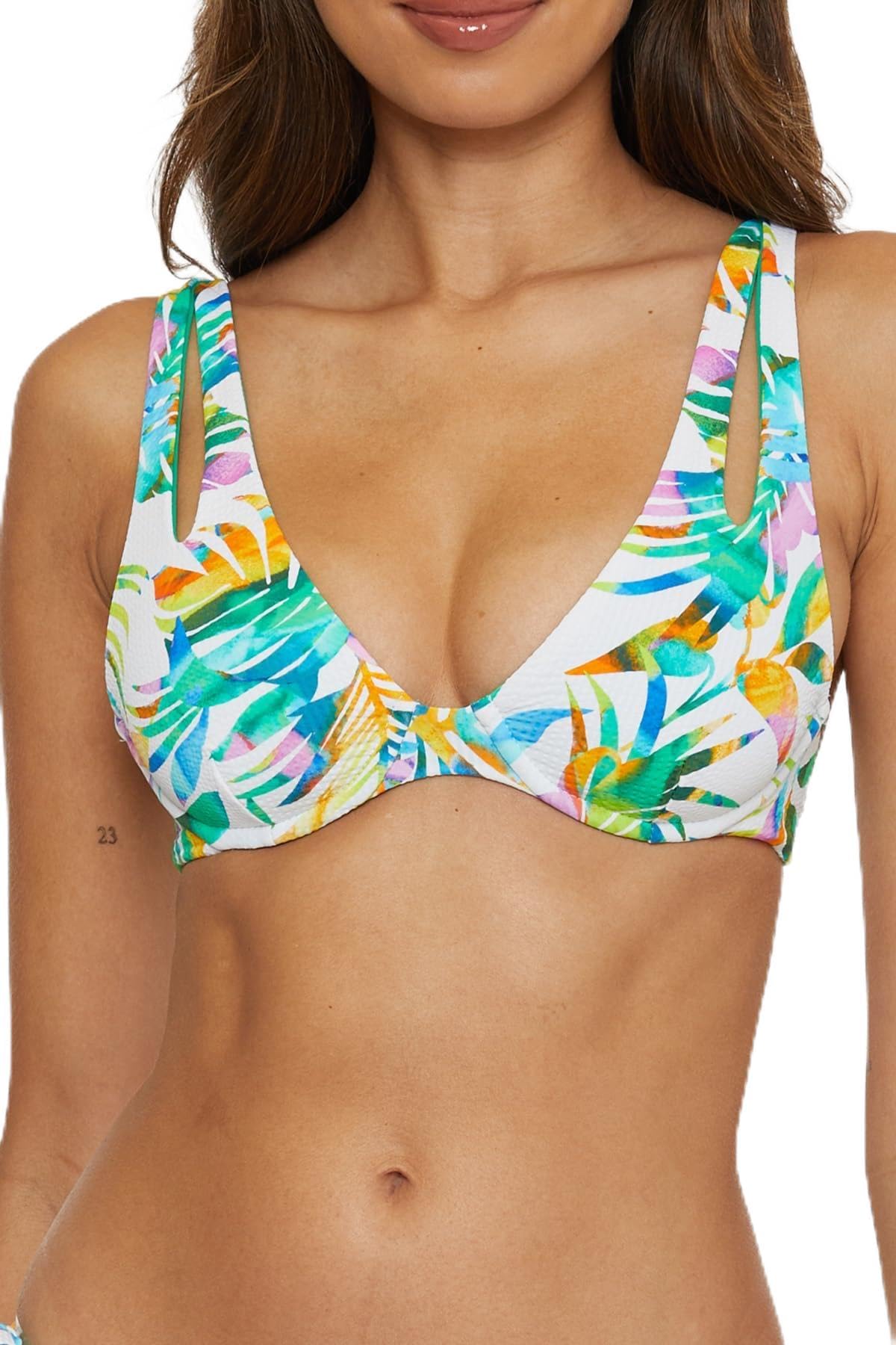 BECCA Women's Standard Isla Verde Underwire Bikini Top - Adjustable Tropical Print Swimwear for Beach & Pool | Perfect for Summer Vacations, Resort Getaways & Water Sports