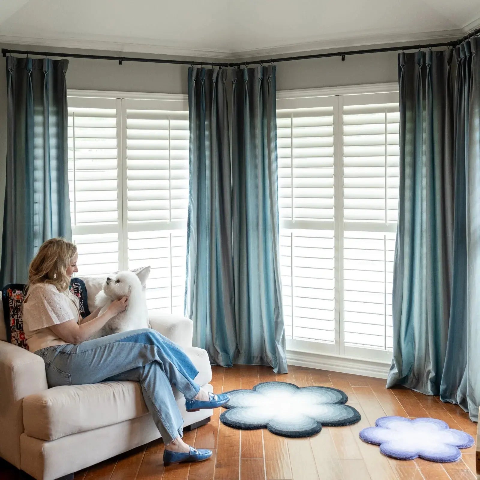Amy Switzer Printed Velvet Pleated Curtains - Elegant Window Drapes for Living Room, Bedroom & Home Decor