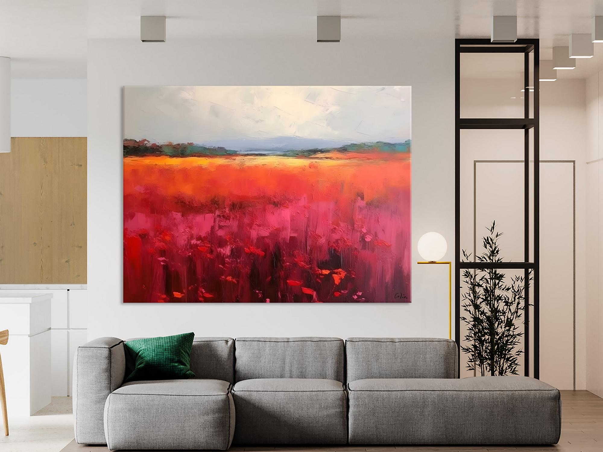 Hand Painted Modern Abstract Landscape Canvas Art - Original Wall Decor for Living Room | Perfect for Home, Office & Gift Giving
