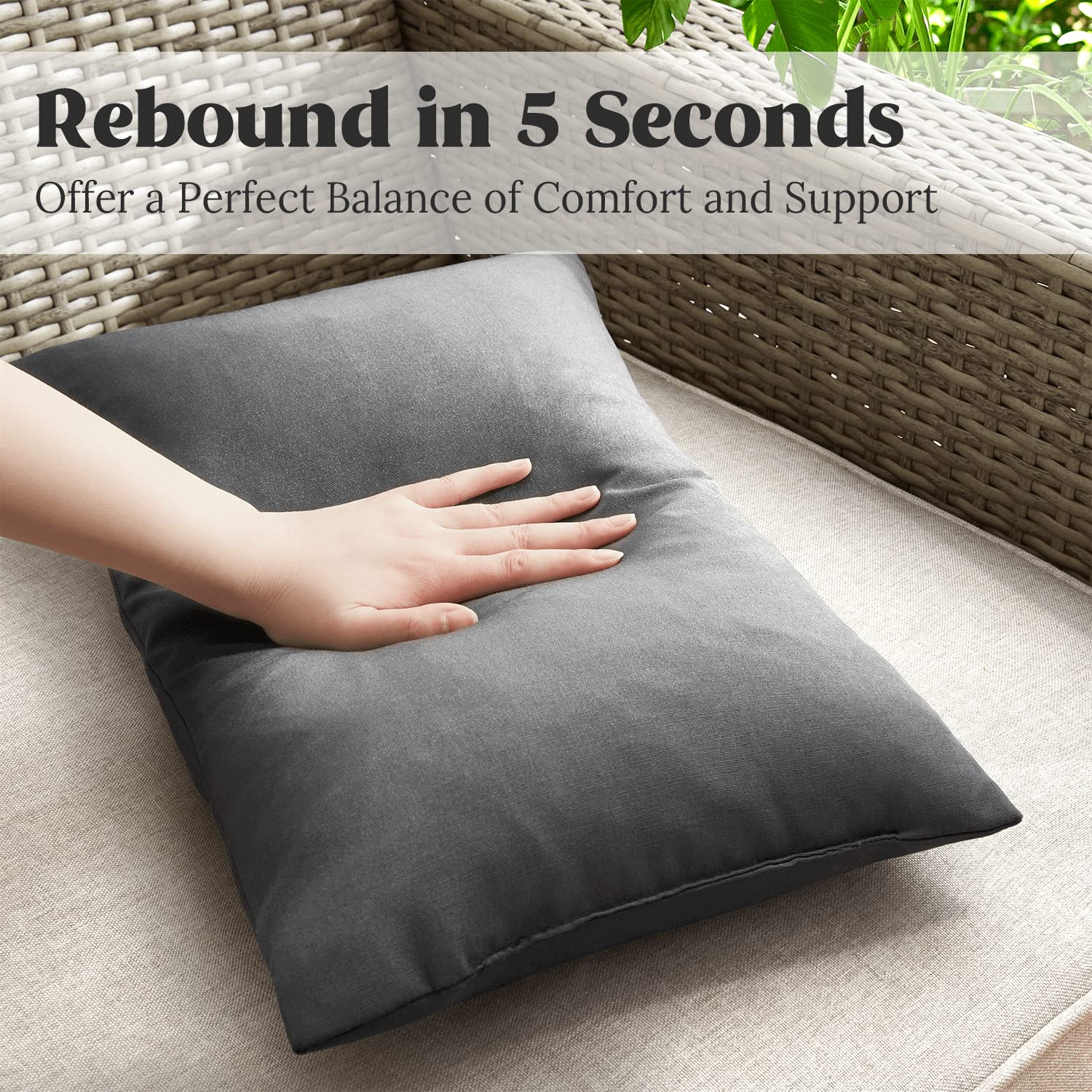 Puredown Waterproof Outdoor Throw Pillows Set of 2 - 12x20 Inch Feather Down Filled Decorative Couch Cushions for Patio, Garden Bench & Indoor Use - Dark Grey Home Decor Accessories