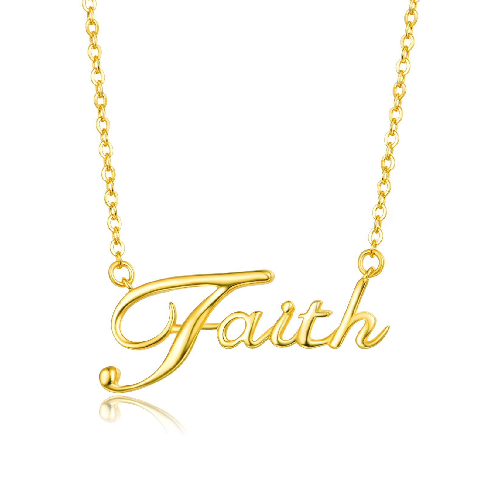 TANGPOET 925 Sterling Silver Gold Faith Necklace - Dainty Inspirational Pendant for Women, Perfect Graduation Gift for Girlfriend, Sister, Mother, Daughter & Teens - Ideal for Daily Wear, Special Occasions & Get Well Soon Gifts