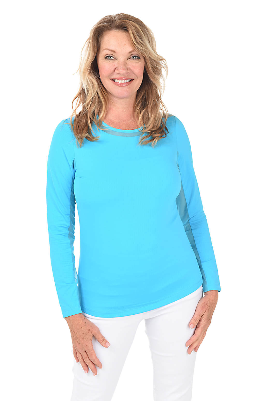 Men's UPF 50+ Sun Protection Shirt with Mesh Crew Neck - Lightweight & Breathable for Outdoor Activities, Hiking, Fishing, and Beach Wear