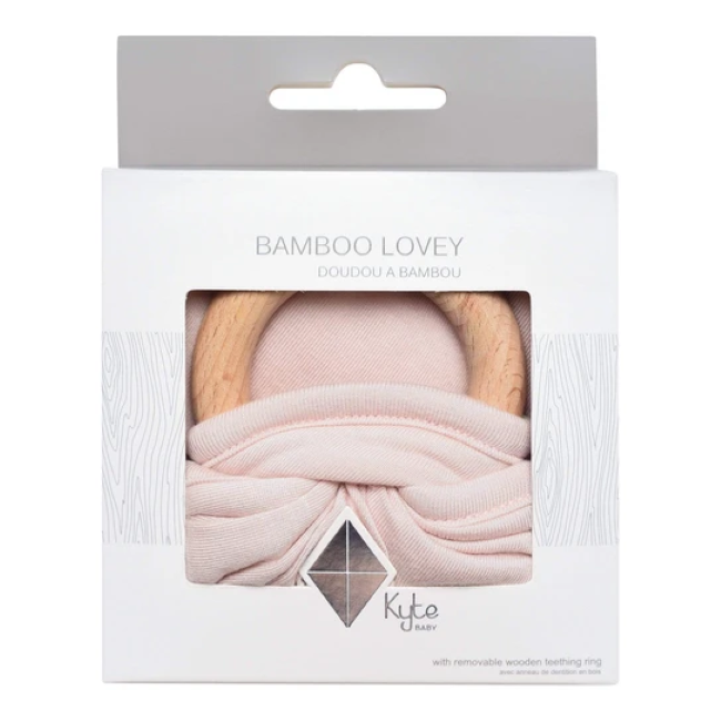 Kyte Baby Lovey Blanket with Removable Wooden Teething Ring - Soft Blush Pink Security Blanket for Babies | Perfect for Soothing, Teething Relief & Bedtime Comfort