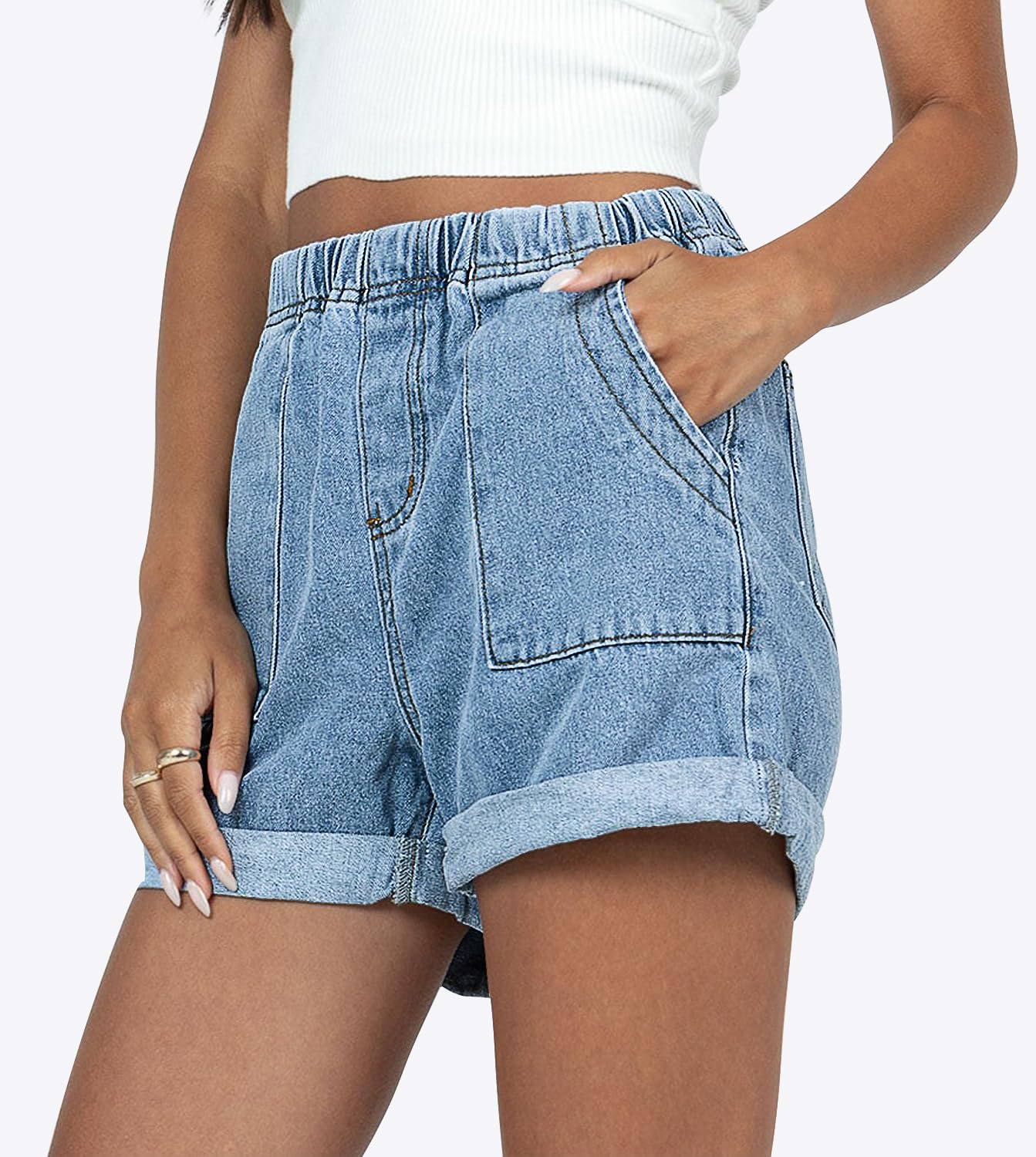 2025 Women's Stretchy Denim Jean Shorts - High Waisted Casual Summer Shorts for Beach, Travel & Everyday Wear