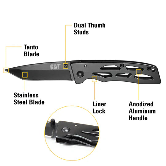 6 1/2 Inch Tanto Folding Knife - Tactical Pocket Knife with Stainless Steel Blade for Outdoor, Camping, Hiking & Survival Gear
