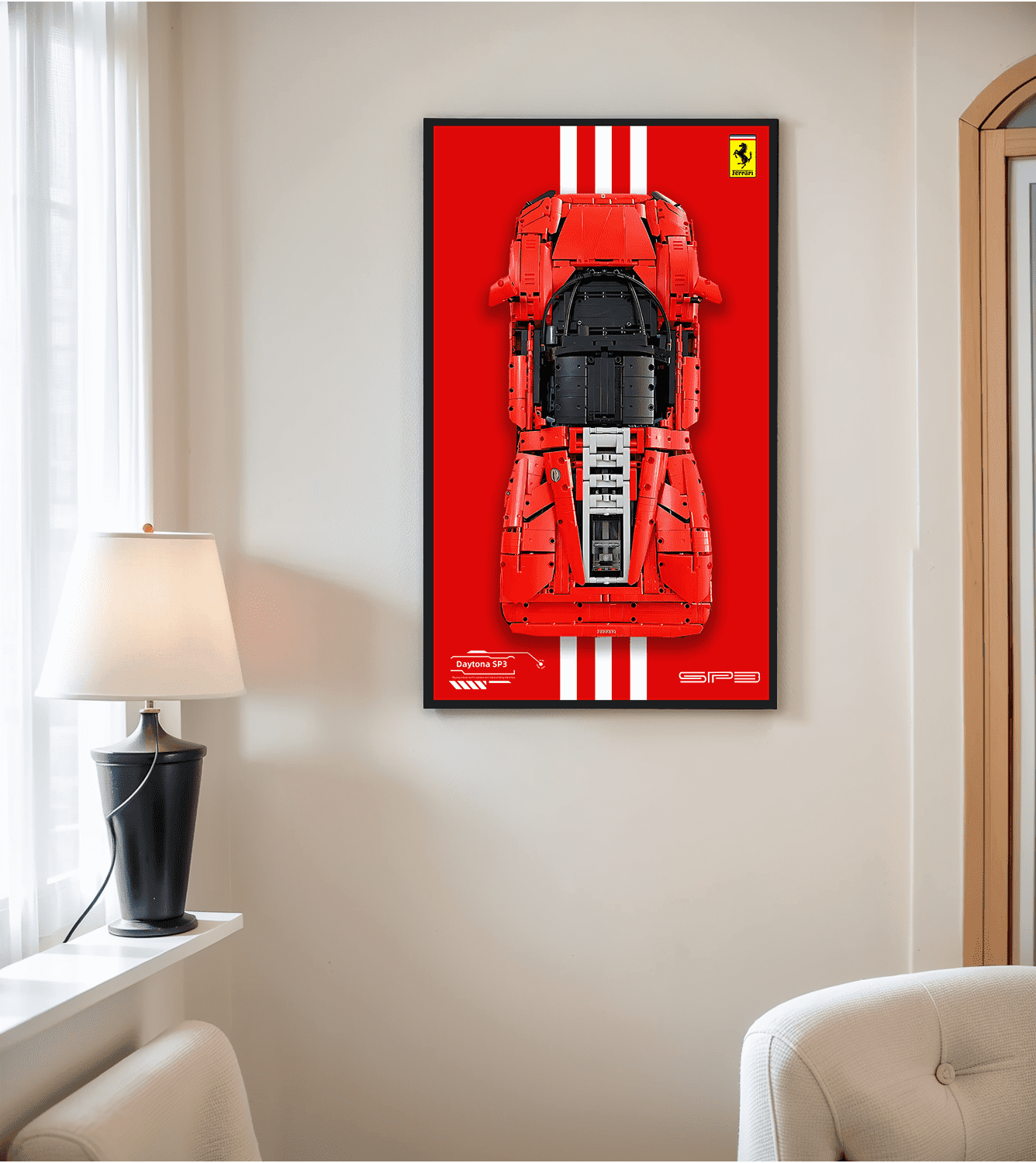 LEGO 42143 Technic™ Ferrari Daytona SP3 Wall Display Frame - Premium Showcase for Model Car Collection - Perfect for Home, Office & Gamer Room Decor