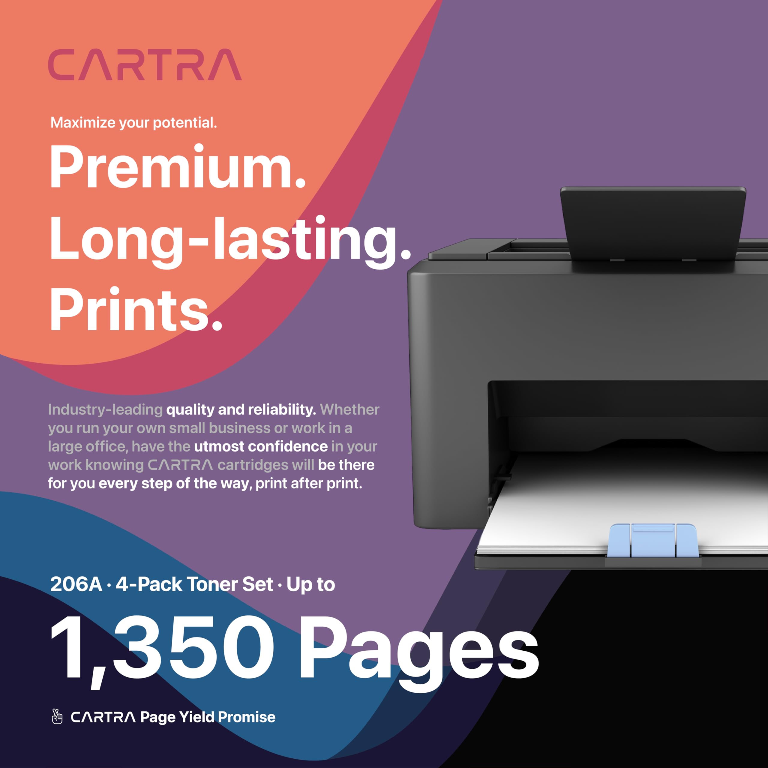 CARTRA 206A Toner Cartridge Replacement with Chip - Compatible with HP 206A 206X for Color LaserJet Pro MFP M283fdw M283cdw M283fdn M282mw M255dw M255nw M283 M255 Printers (W2110A W2110X) - High Yield 4-Pack - Perfect for Home & Office Printing Needs