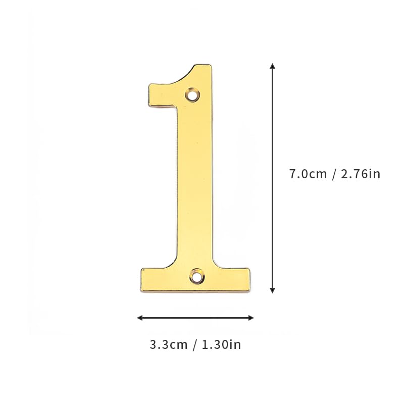 1Pcs 3 Inch Gold Metal House Numbers with M2 Screws - Solid Zinc Alloy Address Plaque for Mailbox, Apartment, Office & Hotel - Weatherproof Outdoor Number Sign for Home Entrance, Front Door & Property Identification