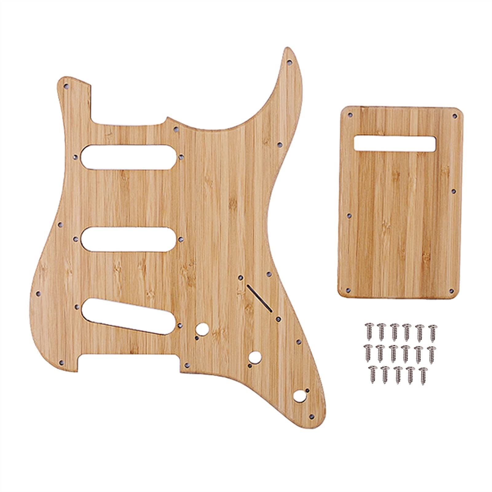 Premium SSS Bamboo Electric Guitar Pickguard - Replacement Back Plate for Enhanced Tone & Durability | Perfect for DIY Guitar Upgrades & Professional Repairs