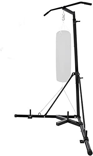 OGODU Adjustable Height Folding Heavy Bag Stand - Portable Independent Punching Bag Rack with Upper Pull Bar for Boxing & MMA Training - Perfect for Home Gym, Garage & Martial Arts Studio