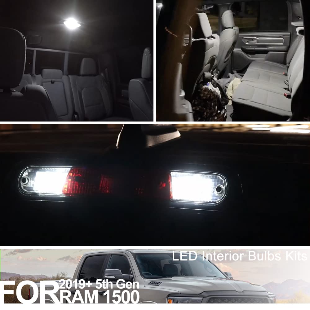 12-Pack 6000K Super Bright White LED Interior Light Bulbs for 2019-2022 Dodge RAM 1500 5th Gen - Dome, Map, Footwell & Cargo Lights with Free Installation Tool - Perfect for Night Driving & Interior Upgrades