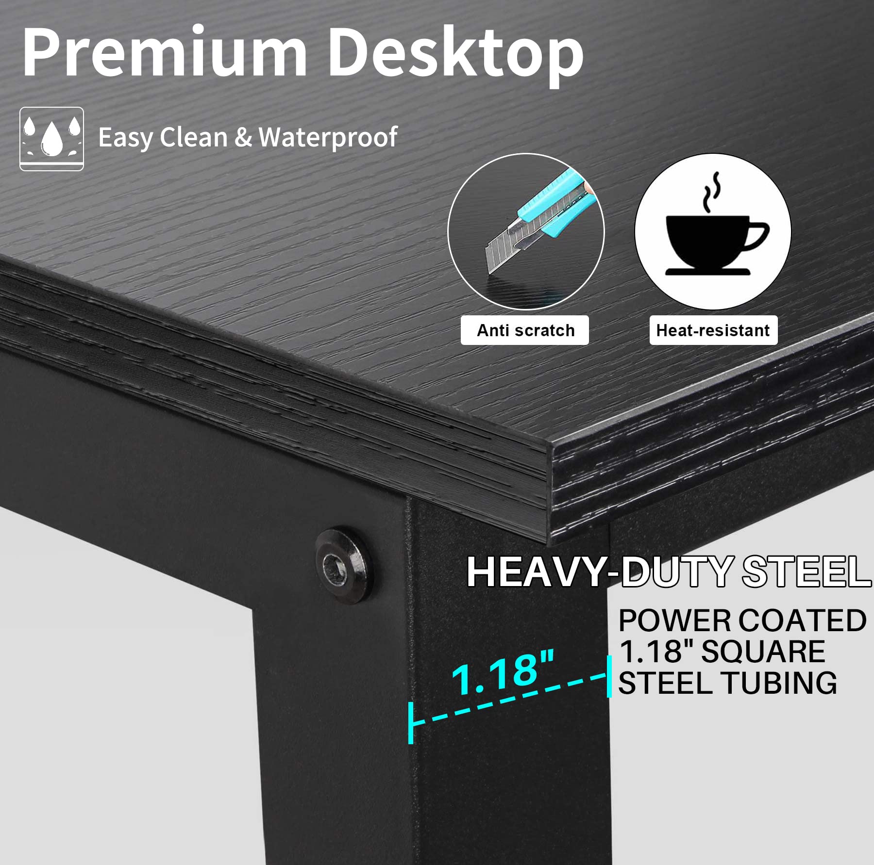 Black Computer Desk with Hutch & Bookshelves - 47