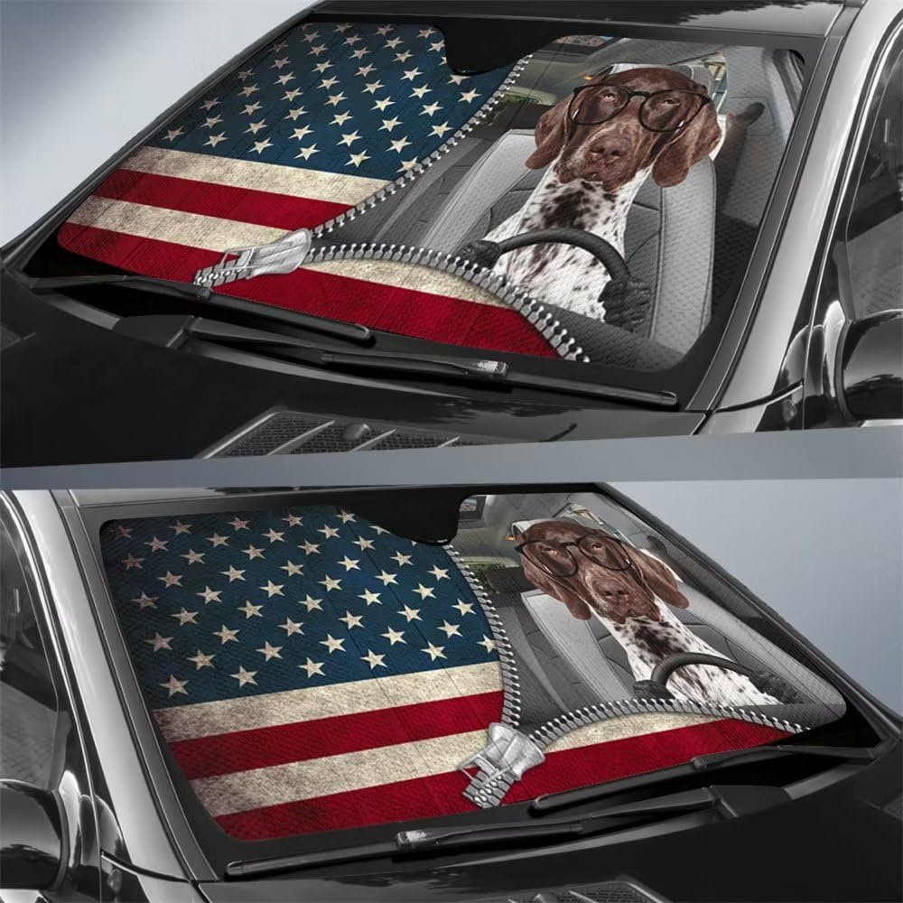 German Shorthaired Pointer Dog Car Sunshade for Windshield - UV Protection Sun Shade for Front Window, SUV, Truck - Pet-Friendly Automotive Interior Cover to Block Sunlight & Heat - Perfect for Road Trips & Outdoor Adventures