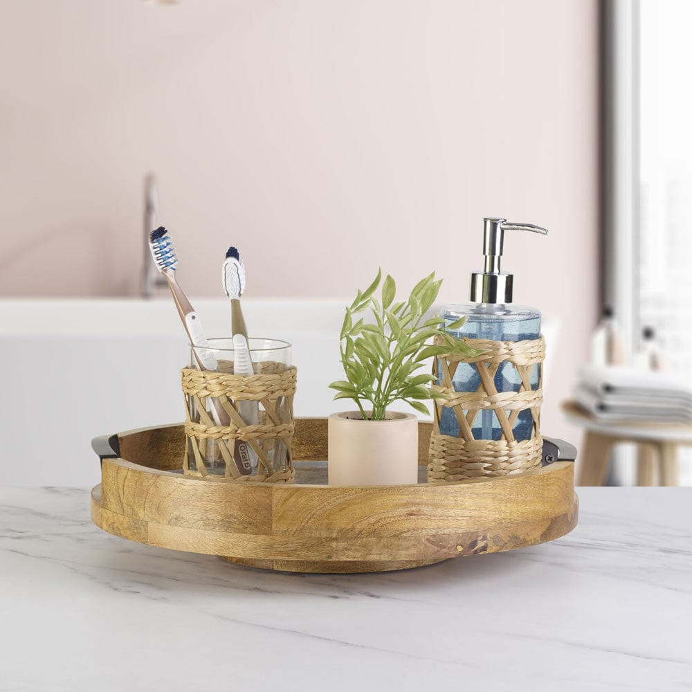 Gray Marble Lazy Susan Serving Tray - 12 Inch Rotating Turntable for Dining Table, Kitchen Counter, Buffet & Party Serving - Perfect for Spices, Condiments, Appetizers & Desserts