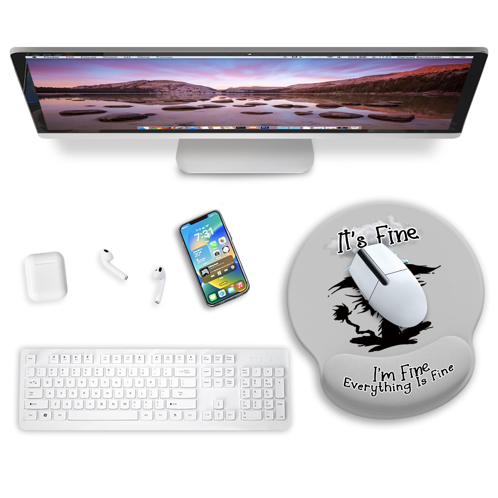 Ergonomic Mouse Pad with Wrist Support - Non-Slip Pain Relief PU Base - Cute Black Cat Design for Gaming & Office Use - Perfect for Desk Accessories, Computer Work & Long Hours Typing