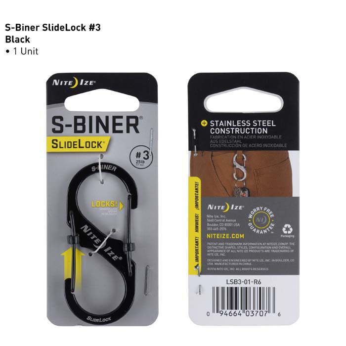 Nite Ize Slidelock S-Biner Steel Carabiner #3 - Secure Keychain Clip for Keys, Tools & Outdoor Gear - Perfect for Hiking, Camping & Everyday Carry