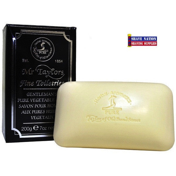 Taylor of Old Bond Street Mr. Taylor's Luxury Vegetable Soap Bar - Natural Glycerin Shaving Soap for Men, Vegan & Cruelty-Free - Perfect for Sensitive Skin & Daily Shaving Routine