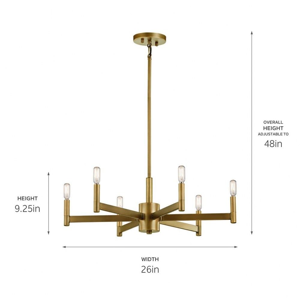 6-Light Modern Farmhouse Chandelier - Satin Nickel Finish - Rustic Dining Room Lighting for Kitchen Island, Bedroom or Entryway