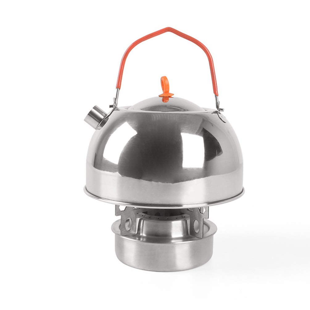 LIOOBO Stainless Steel Camping Kettle - Portable Outdoor Coffee & Tea Pot for Backpacking, Hiking, and Travel - Lightweight Water Boiler for Camp Stove Use