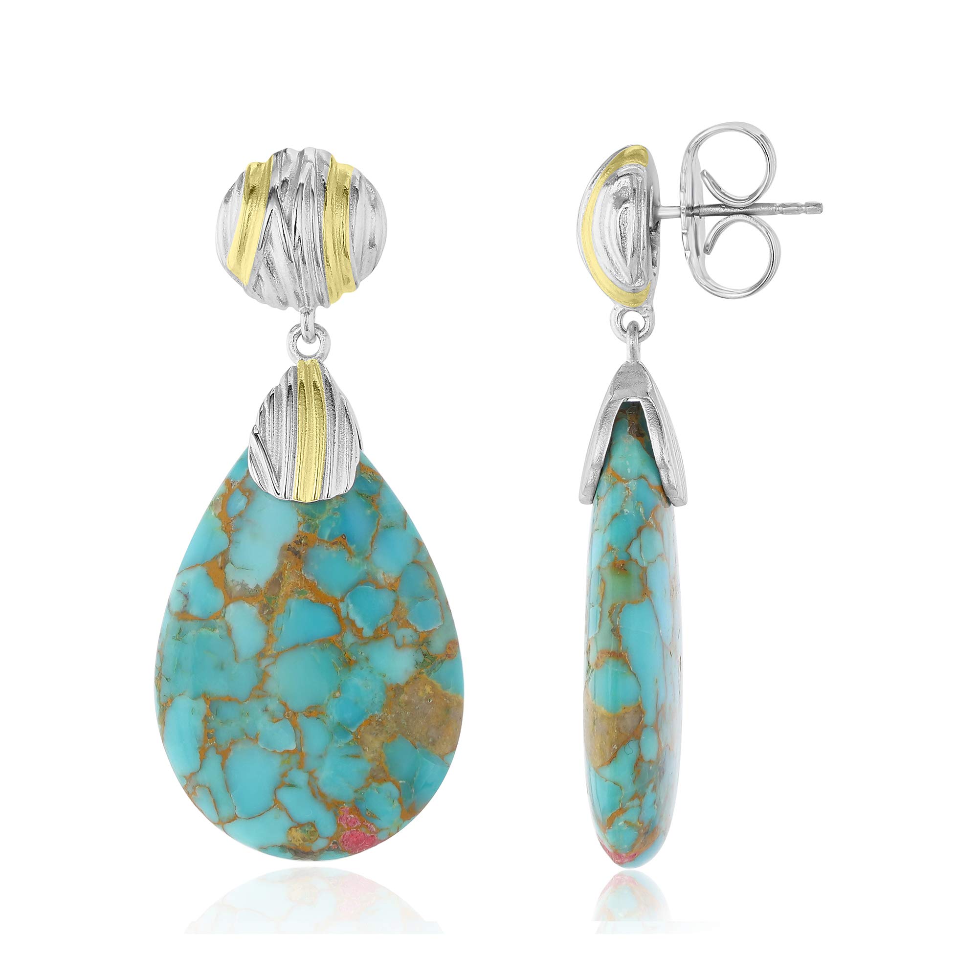 Sterling Silver Turquoise Pear Drop Earrings for Women | Elegant Birthstone Jewelry Gift for Birthday, Wedding & Anniversary | Perfect for Boho, Casual & Formal Occasions