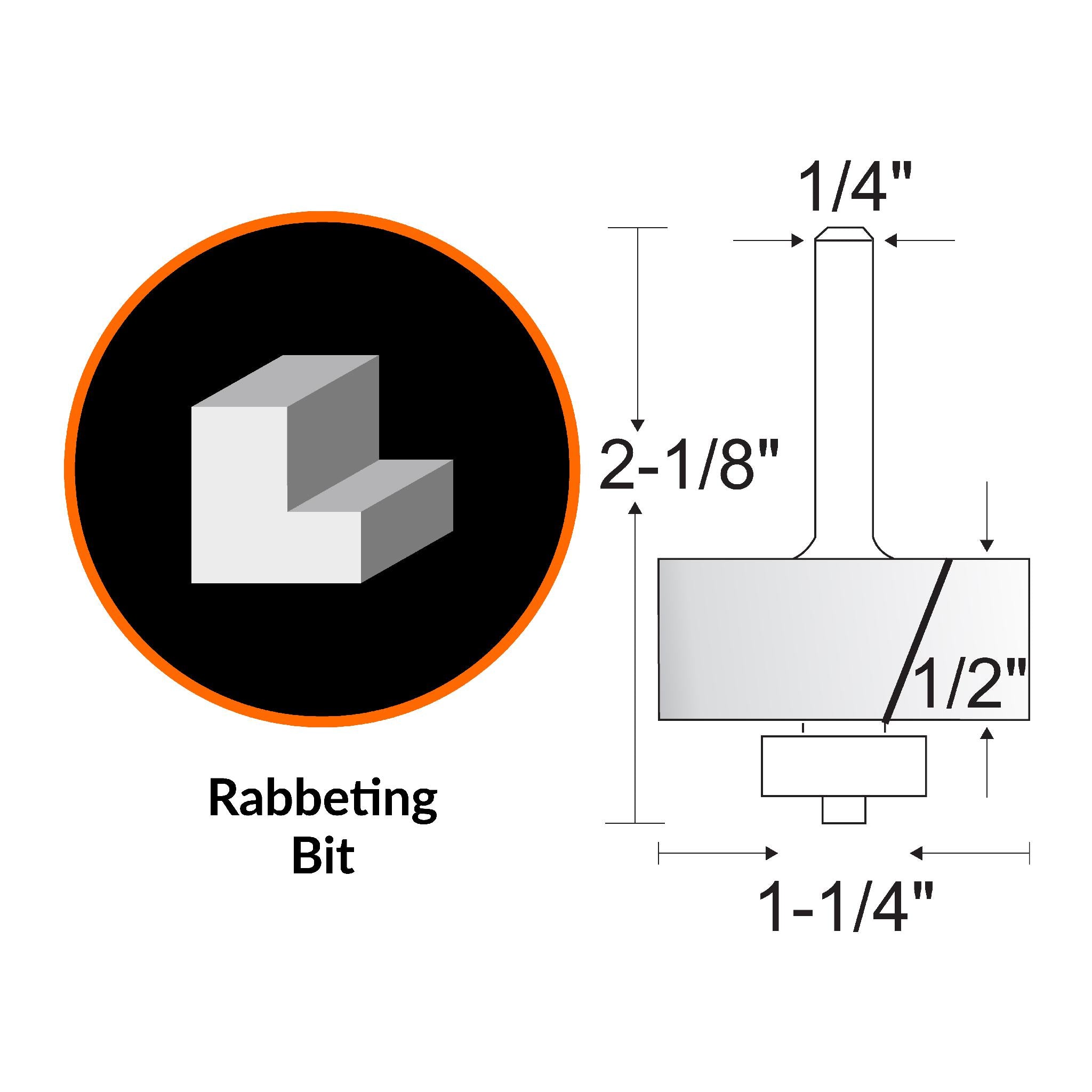 WEN RB701RA 1-1/4 Inch Rabbeting Carbide Tipped Router Bit with 1/4-Inch Shank - Perfect for Woodworking, Cabinet Making, and DIY Projects