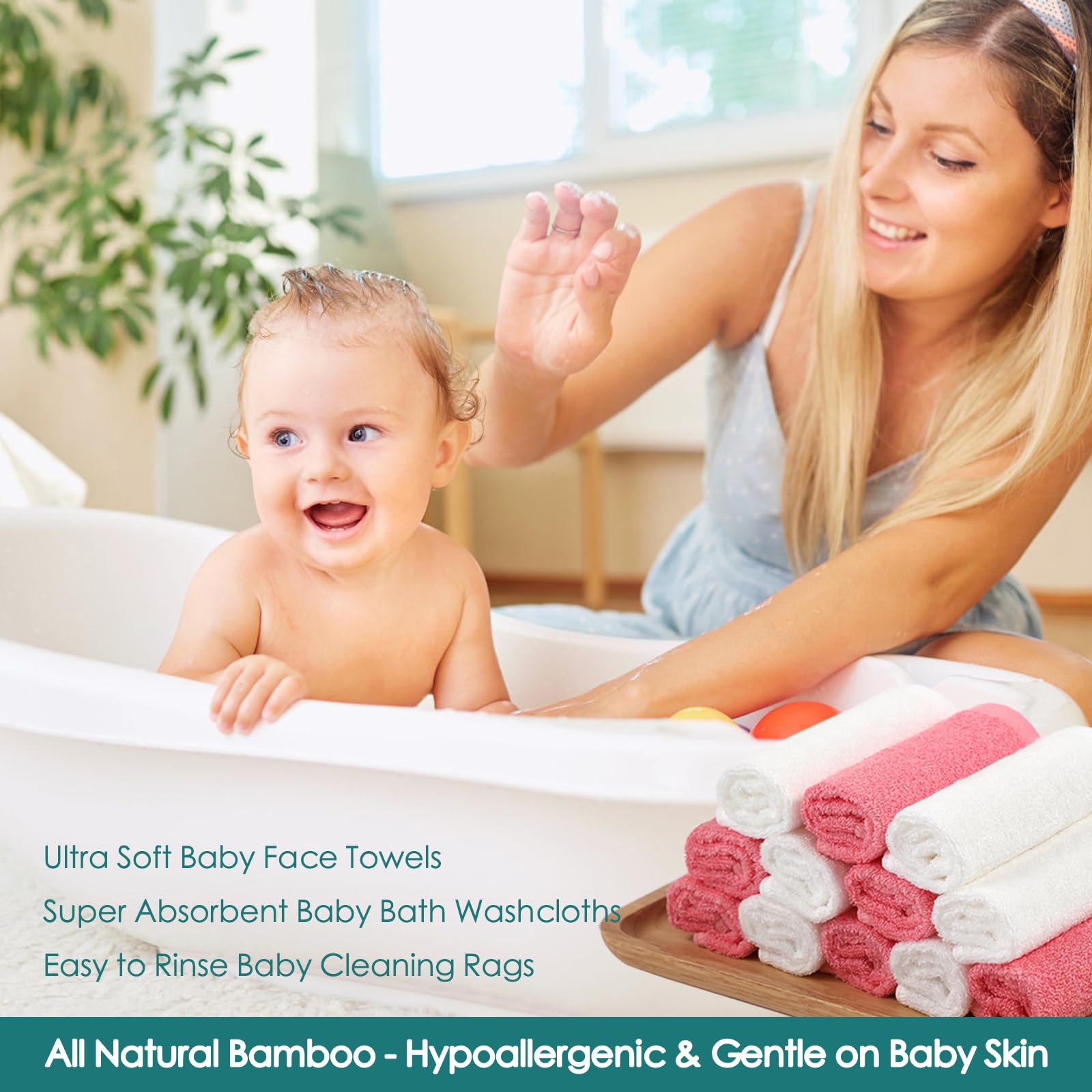 6 Pack Baby Washcloths 10x10 Inch - Ultra Soft Pink Face & Body Wash Cloths for Sensitive Skin, Gentle Baby Towels for Bath & Shower - Perfect Baby Shower Gifts for Girls, Infants, Toddlers & Kids - Ideal for Daily Bathing, Travel & Nursery Essentials