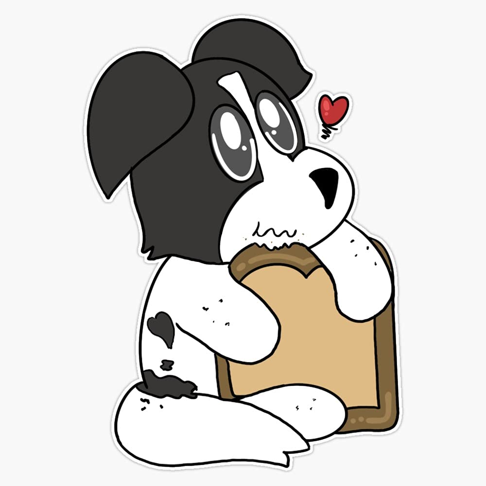 Waterproof Dog Loves Bread Vinyl Sticker - 5 Inch Laptop Decal for Pet Lovers, Durable & Cute Laptop Sticker for MacBook, Notebook, Water Bottle, Car & DIY Crafts