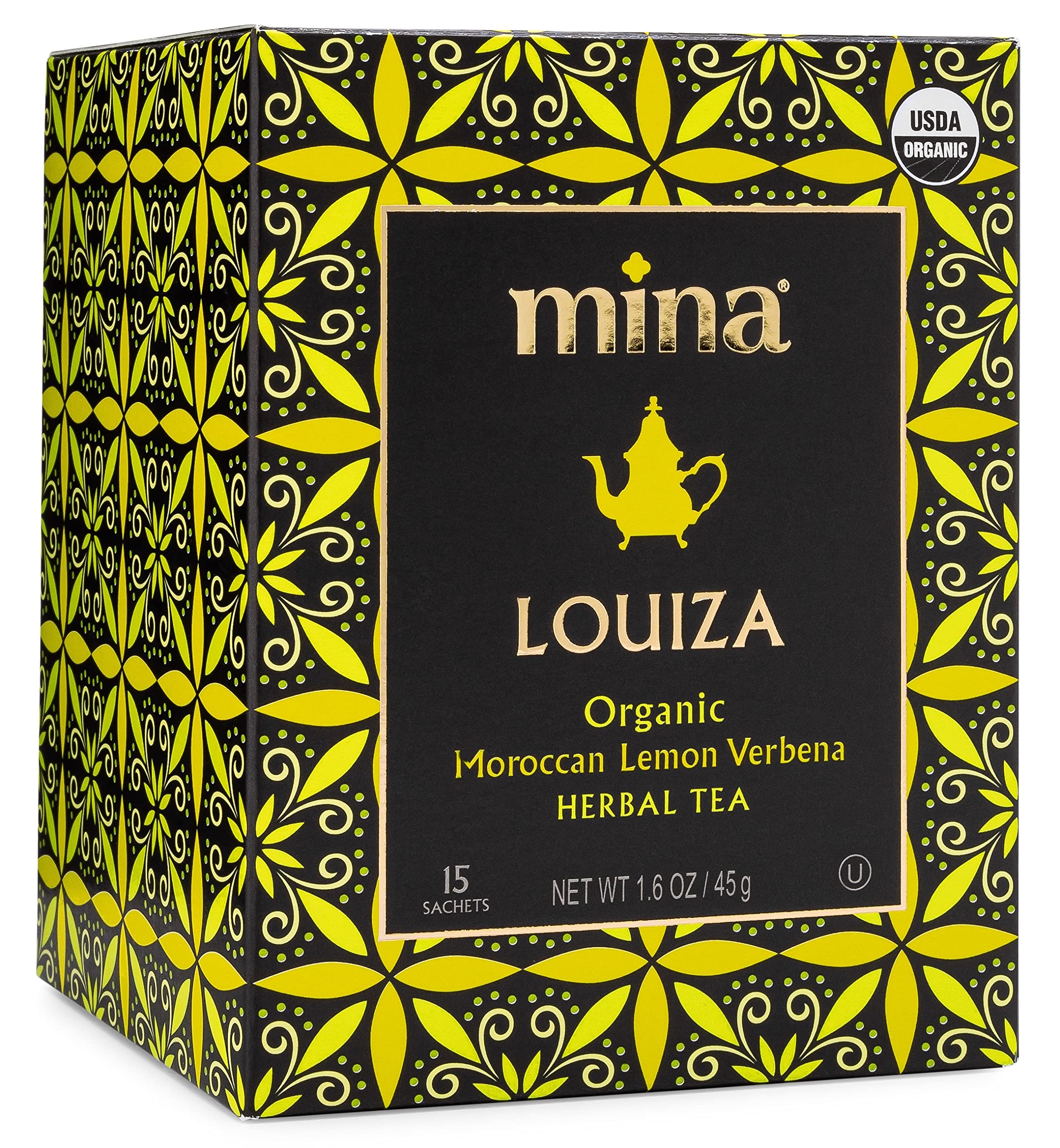 Organic Moroccan Lemon Verbena Tea Bags - 15 Biodegradable Sachets | Caffeine-Free Herbal Tea | Refreshing Lemon Flavor | Perfect for Relaxation, Afternoon Tea & Wellness Rituals