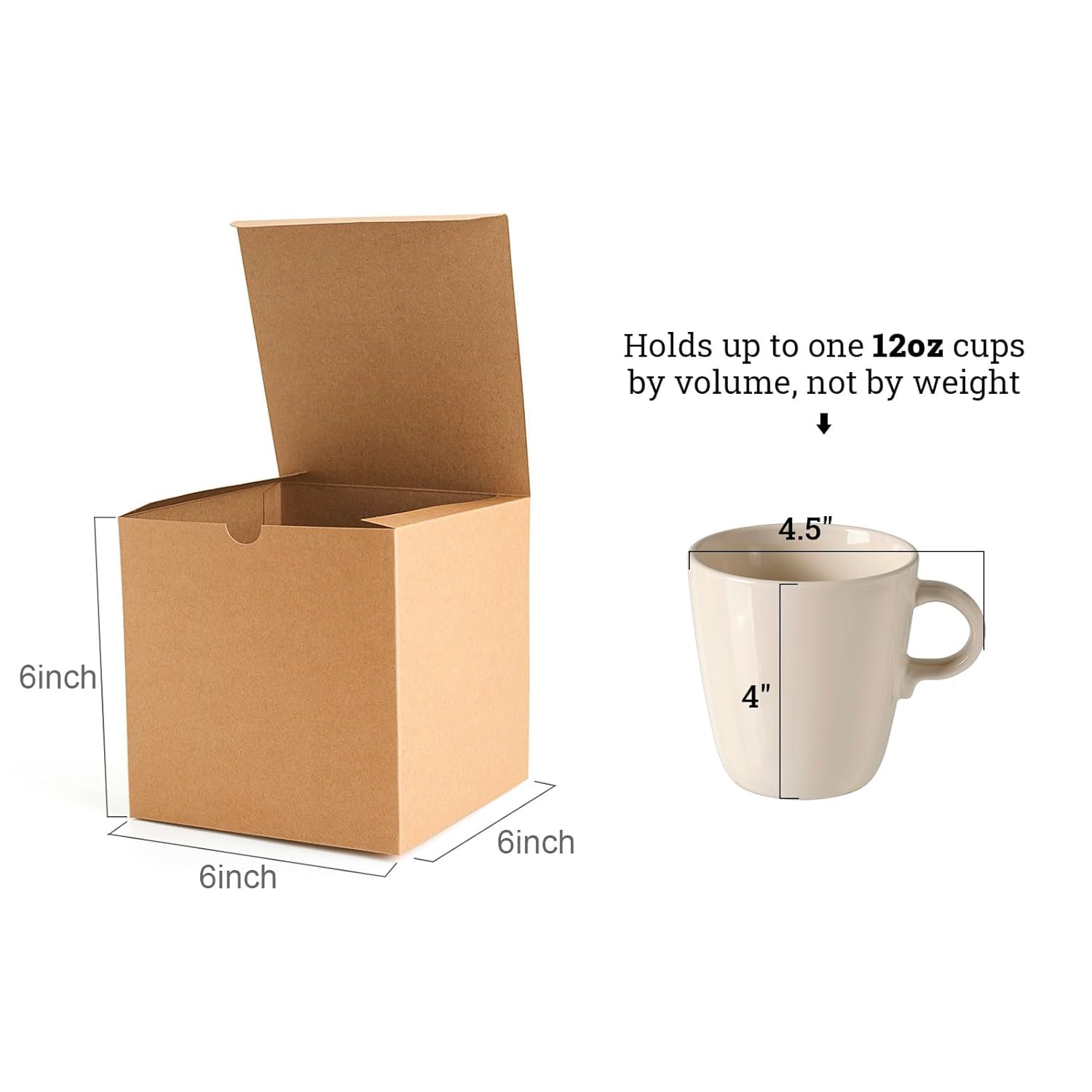 300 Pack 6x6x6 Inch Kraft Brown Small Cardboard Gift Boxes with Lids - Bulk Wedding, Bridal, Party, Groomsmen & Bridesmaid Proposal Gift Boxes - Perfect for Cupcake Packaging, Present Wrapping & Special Occasions