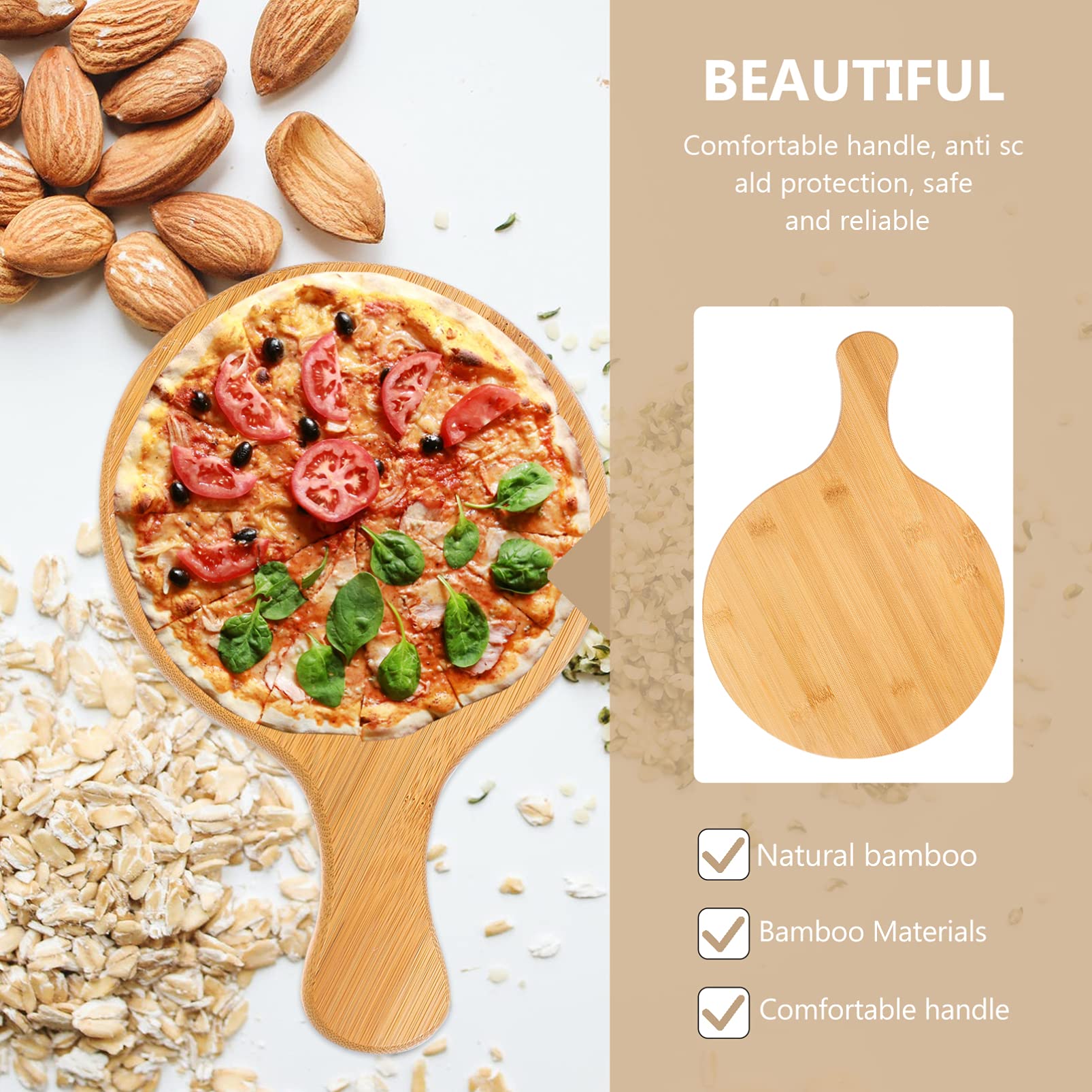 Cabilock 1-Piece Round Wooden Serving Board - Perfect for Appetizers, Crackers, Bread, Pizza, Desserts & Sushi | Bamboo Wood Tray for Coffee Table, Party Platter & Charcuterie Display