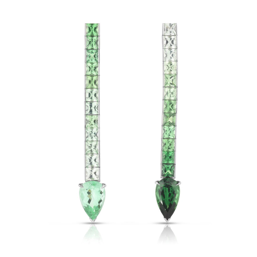 Exquisite Tourmaline & Tsavorite Gemstone Earrings for Women – Elegant Dangle Drop Earrings for Parties, Weddings & Special Occasions