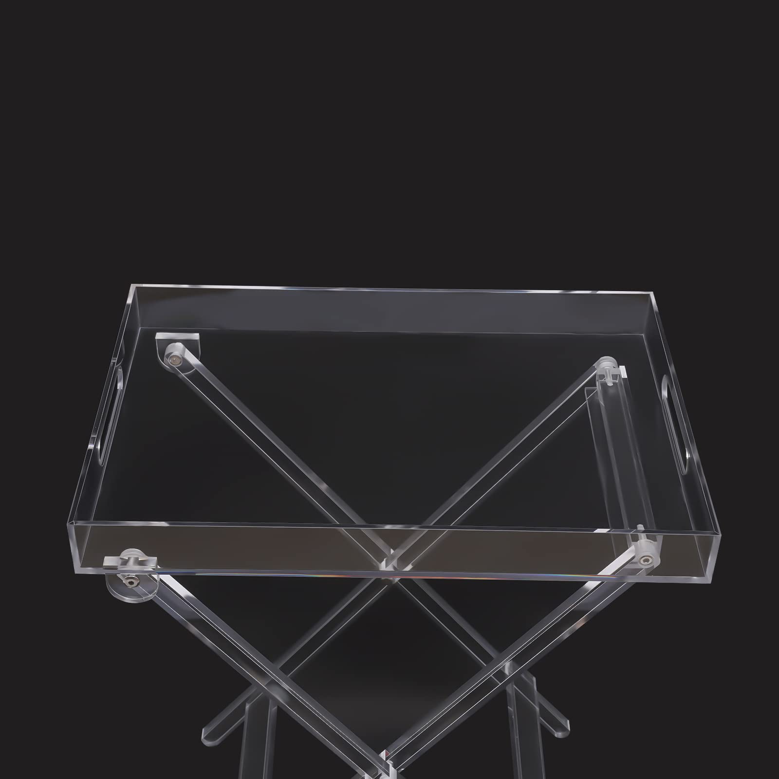 Clear Acrylic Folding Tray Table - Lightweight Bedside Table, End Table for Bedroom, Living Room, Kitchen & Bar (11.81