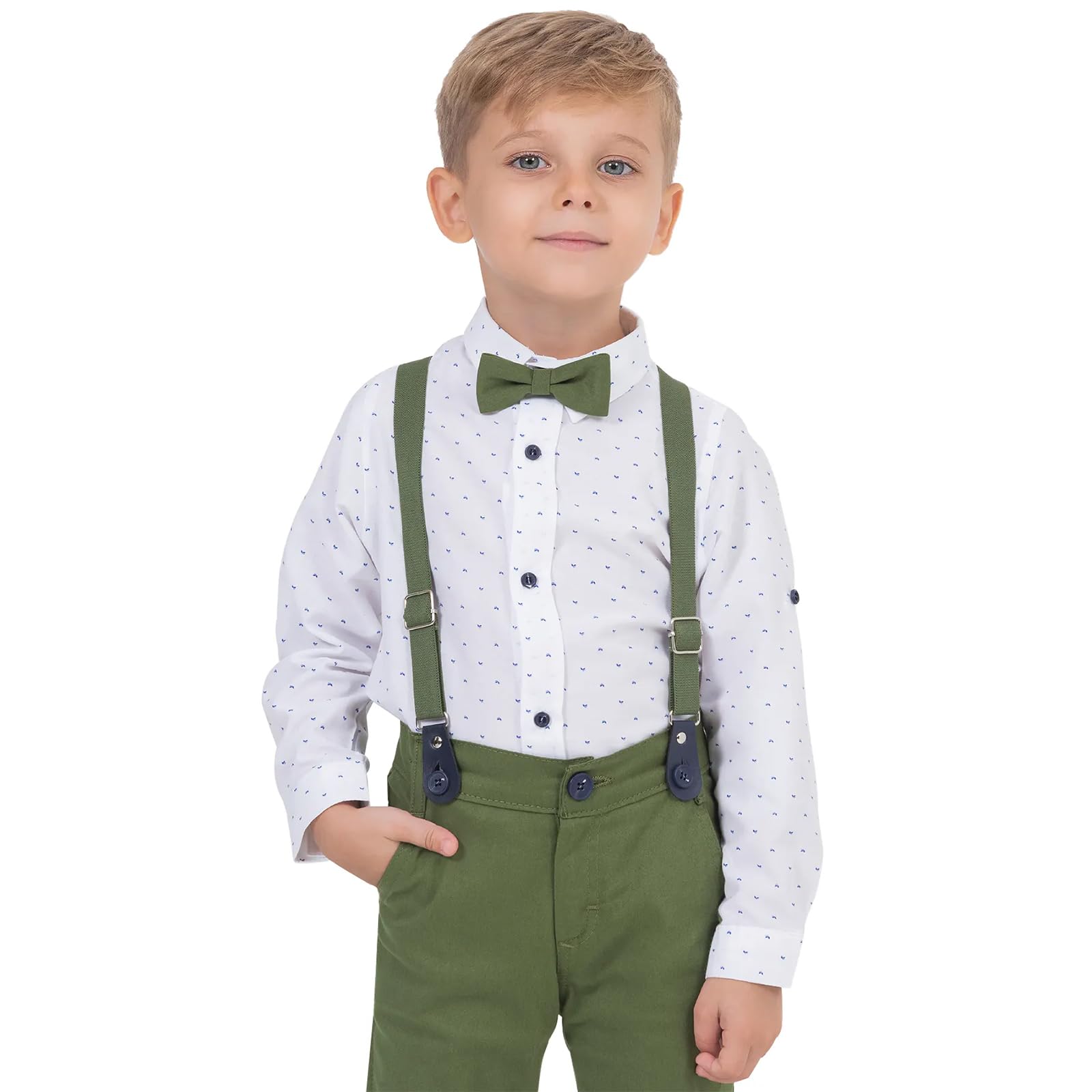Toddler Boys Suit Set with Shirt, Pants & Bow Tie - Formal Outfit for Weddings & Parties