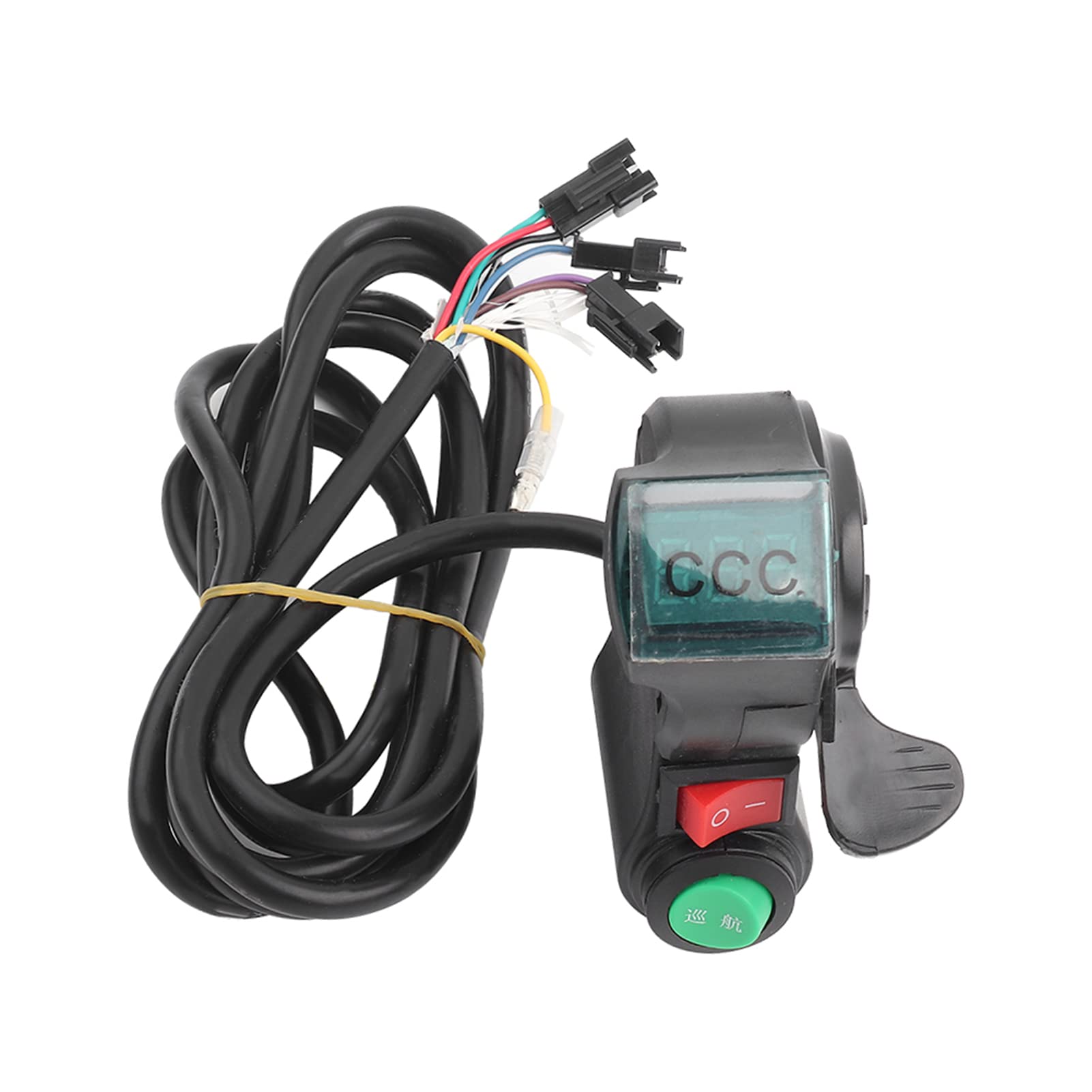 Electric Bike Throttle - Red Screen Thumb Cruise Control & Power Switch for E-Bikes - Black Grip Accessory (Perfect for Commuting, Off-Roading & Urban Riding)