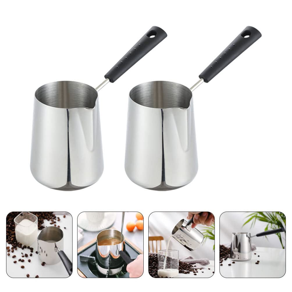 Hemoton 2-Piece Decorative Milk Pot Candle Warmer Set - Cream Cheese Container, Milk Steaming Jug, Induction-Compatible Melting Pot for Coffee, Tea & Cooking | Perfect for Home Kitchen, DIY Candles & Hot Beverage Preparation