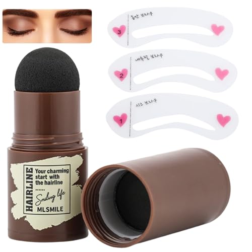 Glowhouse Eyebrow Stamp Kit - 3 Eyebrow Stencils & 2 Eyebrow Mascara Brushes for Perfect Shaping & Coloring | DIY Eyebrow Makeup at Home, Salon, Travel