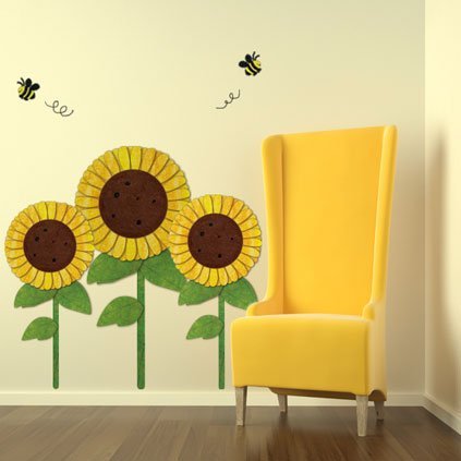 My Wonderful Walls Sunflowers & Bees Wall Decals - Removable & Repositionable Large Wall Stickers for Kids Room, Nursery, Classroom & Home Decor