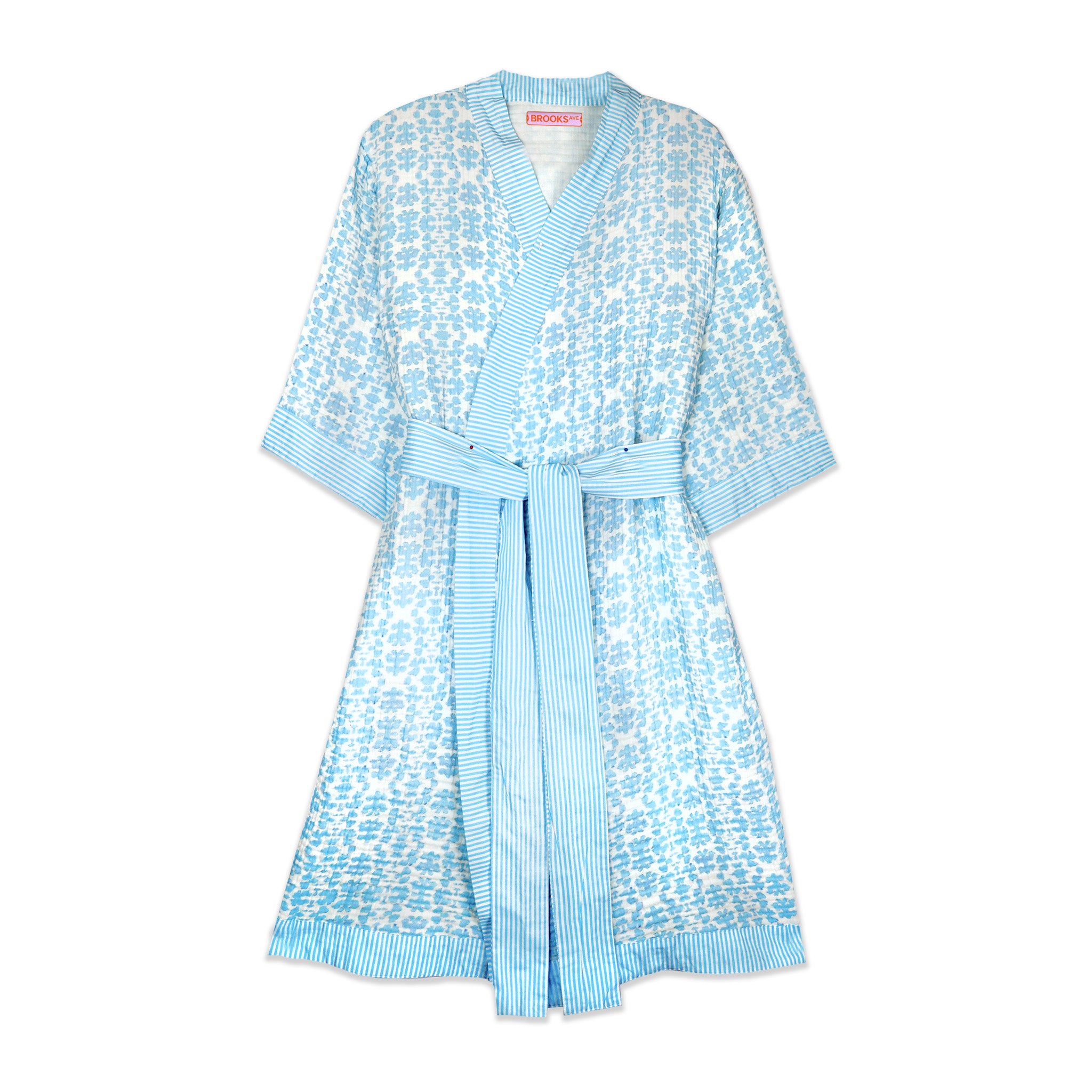 Soft and Cozy Blue Chintz Bathrobe for Women & Men - Luxury Cotton Terry Cloth Robe with Pockets - Perfect for Spa, Lounge, and After Shower Relaxation at Home