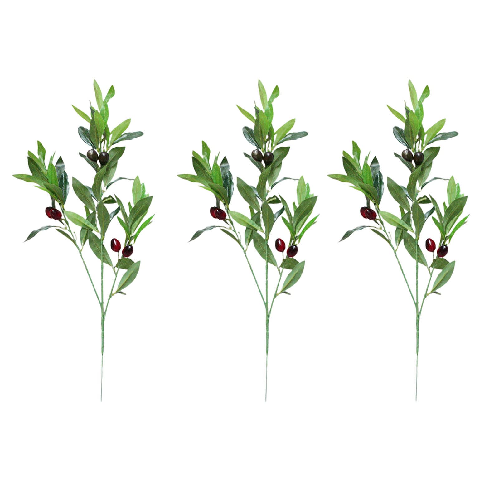23in Artificial Olive Branches - 3pcs Long Stem Fake Olive Leaves, Faux Greenery for Vase Bouquets, Wedding Centerpieces, Home Decor & Floral Arrangements - Perfect for Farmhouse, Boho & Mediterranean Style Decor