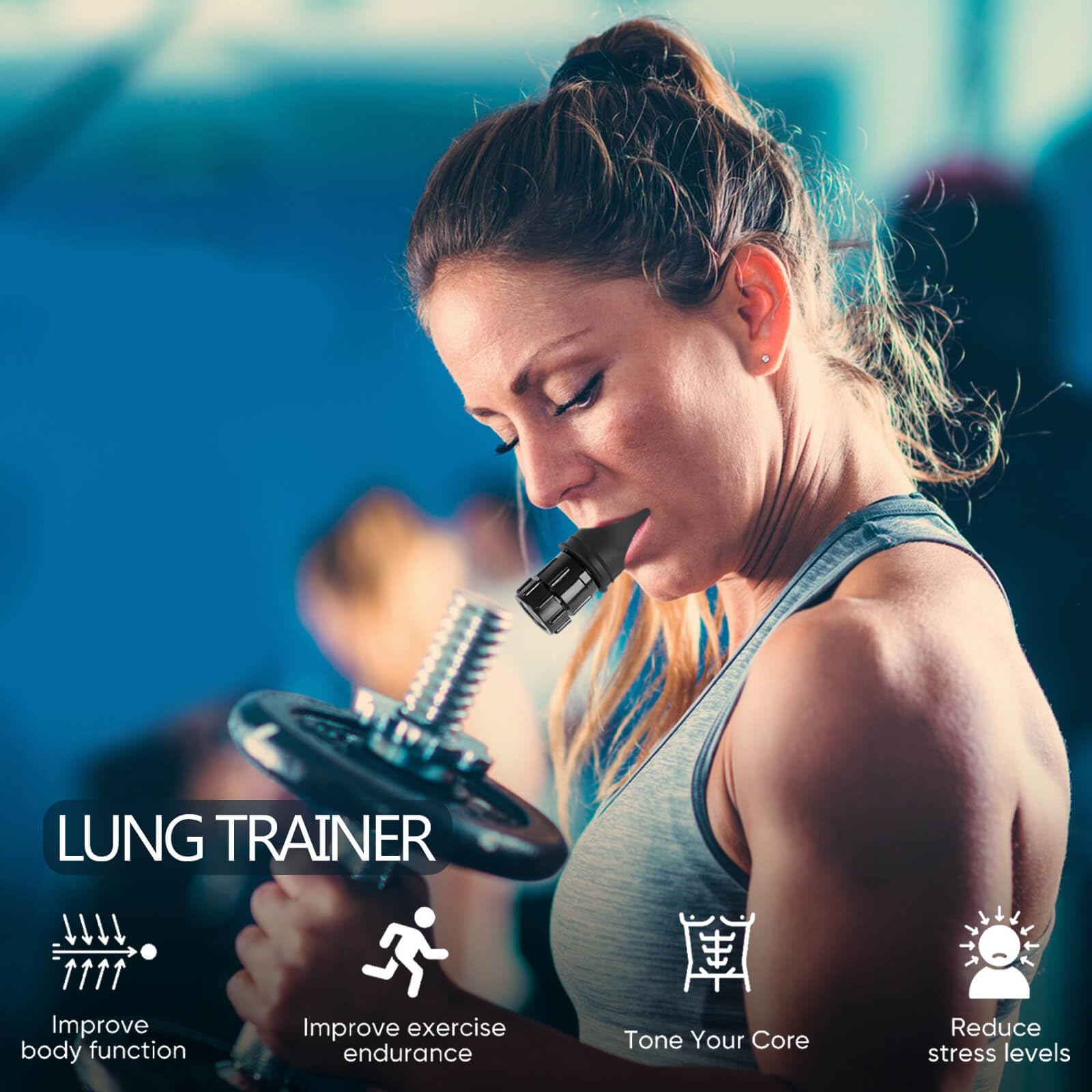 Portable Breathing Exercise Device - Adjustable Resistance Respiratory Trainer for Oral & Muscle Strengthening | The Breather - Easy to Clean (Black) | Ideal for Athletes, Singers & COPD Patients