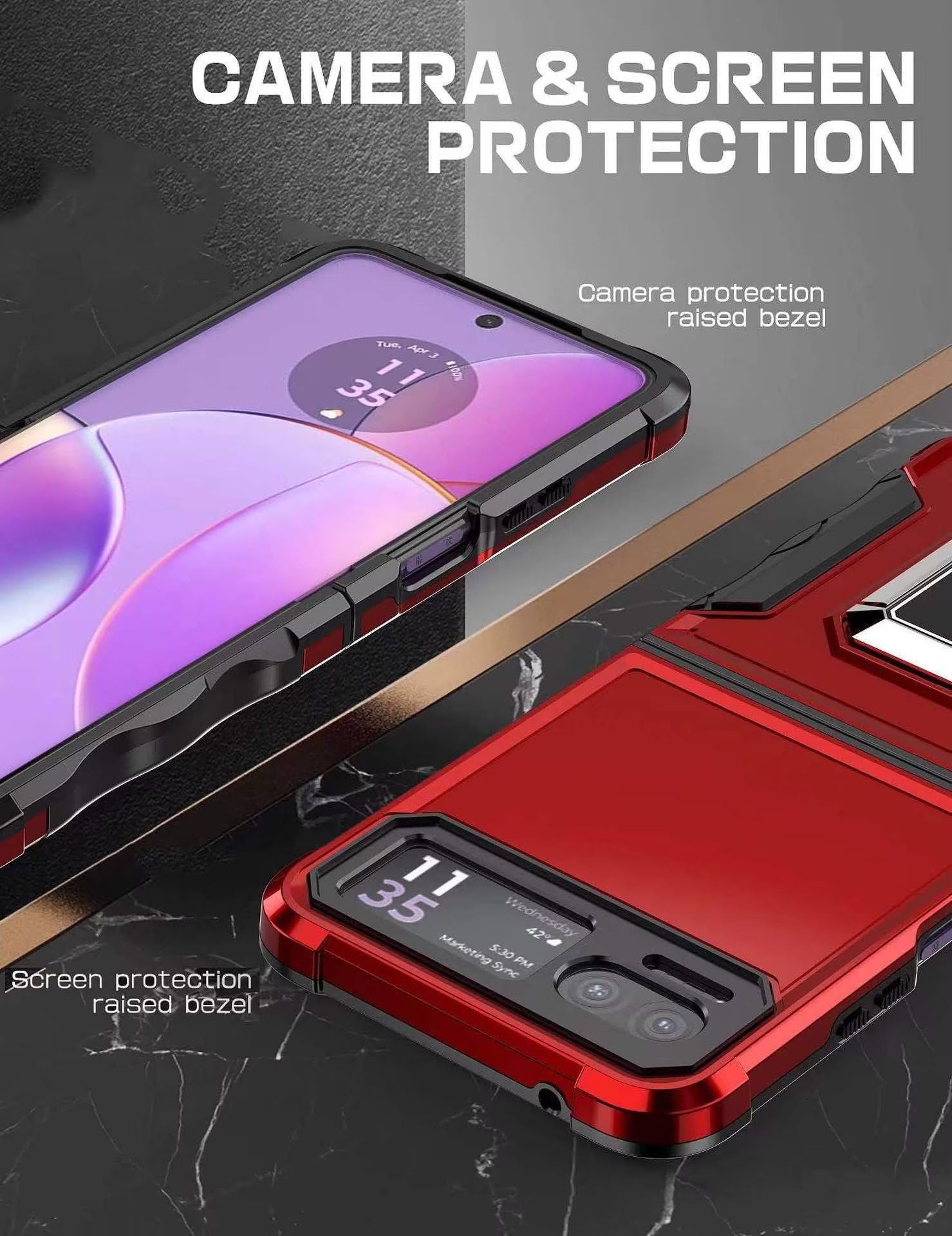 Motorola Moto Razr 2023/40 Phone Case - Military Grade Shockproof TPU+PC Hybrid Cover with Built-in Kickstand | Dual Layer Heavy Duty Drop Protection | Perfect for Outdoor Activities & Travel (Pink)